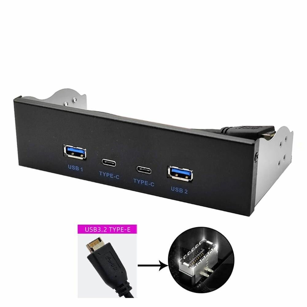 Планка портов USB 3.2 Gen2 (10 Гбит/с) Type-E -> 2xUSB-C+2xUSB-A, в отсек 5.25" (ORIENT C194E)