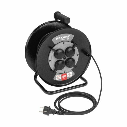 Удлинитель силовой КГ на катушке 4 гнезда сз 40м 3х15кв мм IP44 c защитными крышками метал катушка Rexant 13-5012 10867₽