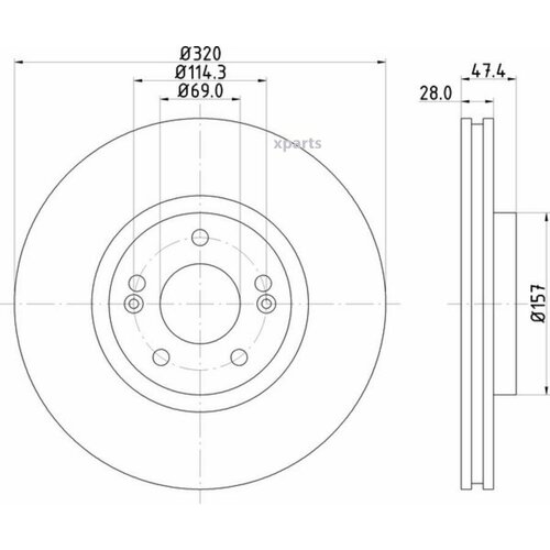 NISSHINBO ND6073K Диск тормозной передний [320x28] 5 отв. с покрытием вентилируемый