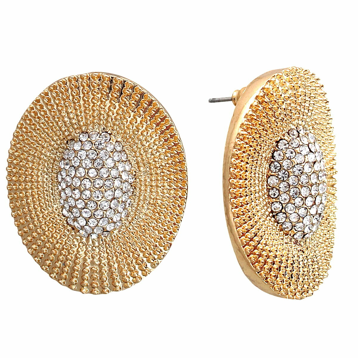 Серьги пусеты Эстет  стекло  золотой