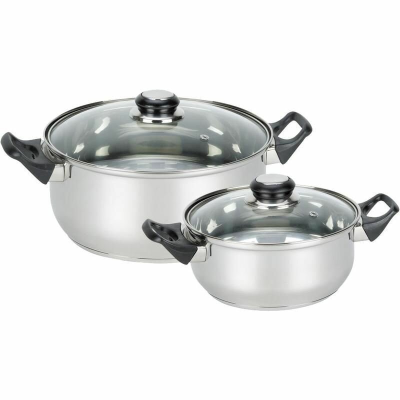 фото Mallony Набор посуды из 4 предметов BAKS-SET-4 из нерж стали (2 кастрюли с крышками - 2/2,8 л 981054