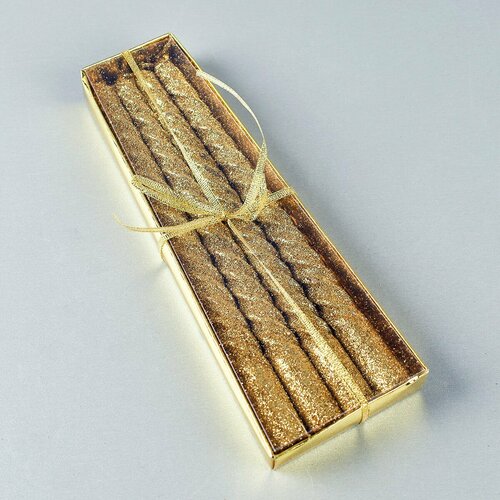 Свечи Витые 4 штуки 20х17 см набор золотой в подарочной упаковке 370₽