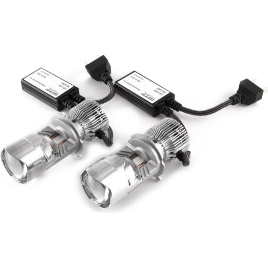 Светодиодные линзы Mtf Light , серии MiniLENS EXPERT H4/H19, 12/24V, 40/50W, 5500K, 5000LM, к-т 2шт. — фото 1