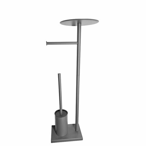 Туалетный ершик Black White с полочкой и держателем бумаги цвет оружейная сталь напольный 4743₽