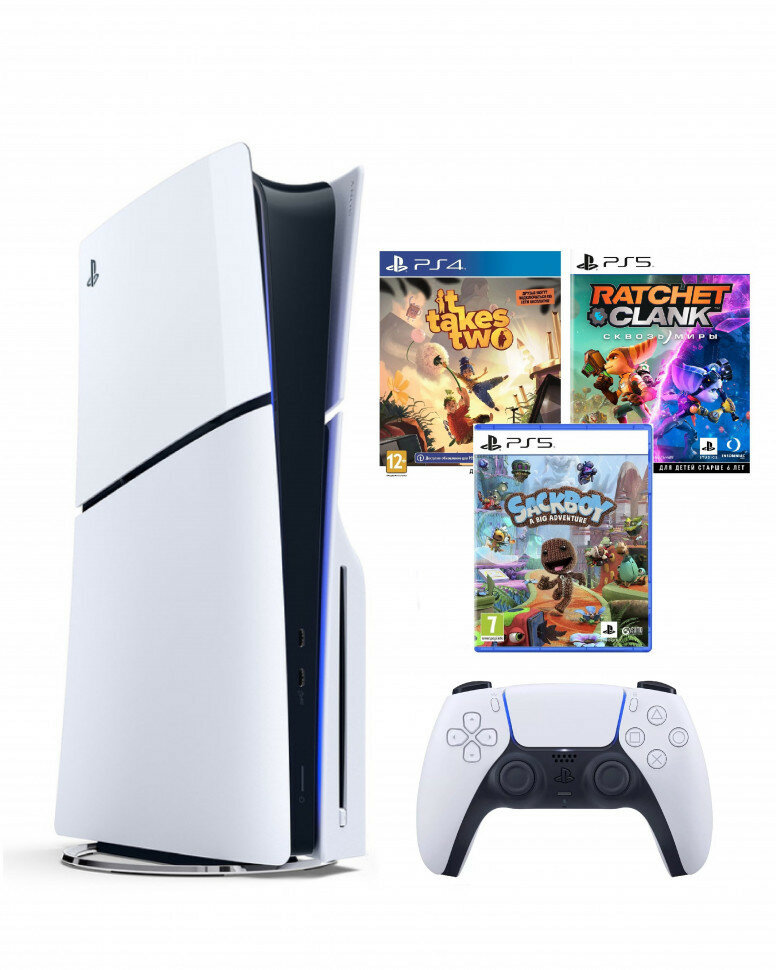 Игровая приставка Sony Playstation 5 1Tb+3 игры, стационарная, 8K