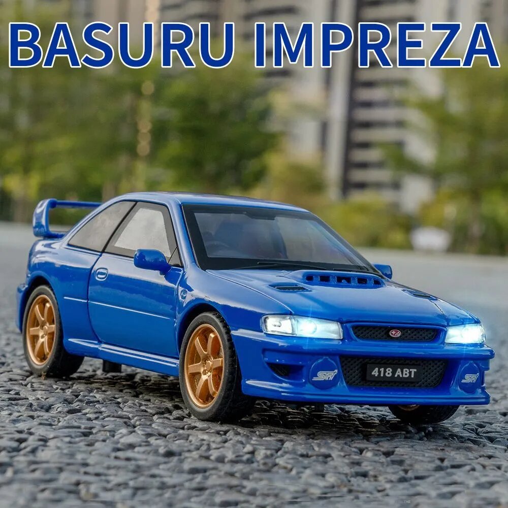 Машинка металлическая Subaru Impreza (1:32)инерционная с открывающимися дверьми, капотом и багажникомсо световыми и звуковыми эффектами