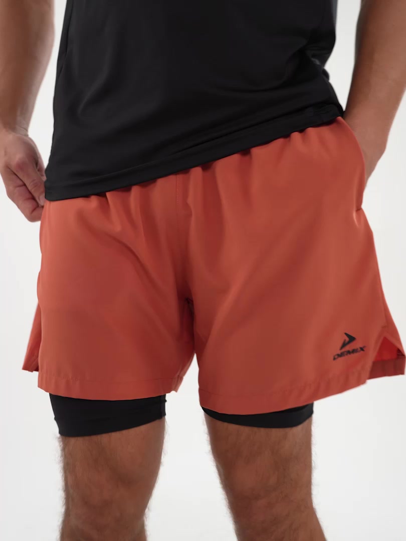 Шорты Demix M D Training GYM Shorts 2 in 1, размер 60/62, оранжевый — фото 1