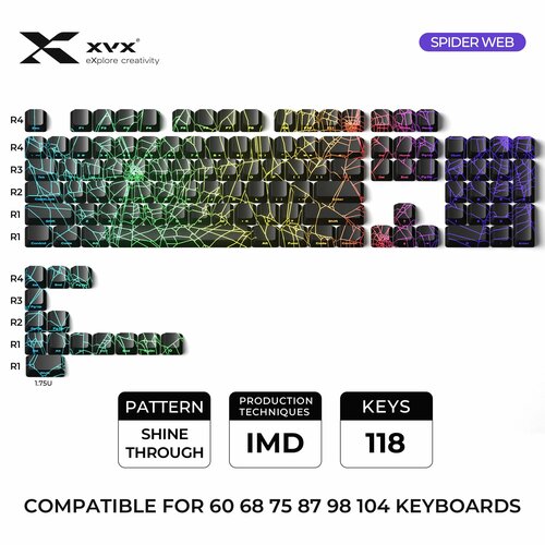 XVX SPIDER WEB набор клавиш для клавиатуры черные, only keycaps