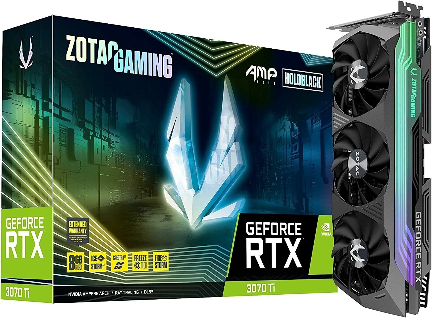 Видеокарта ZOTAC GAMING GeForce RTX 3070 Ti AMP Holo 8GB, ZT-A30710F-10P, Retail