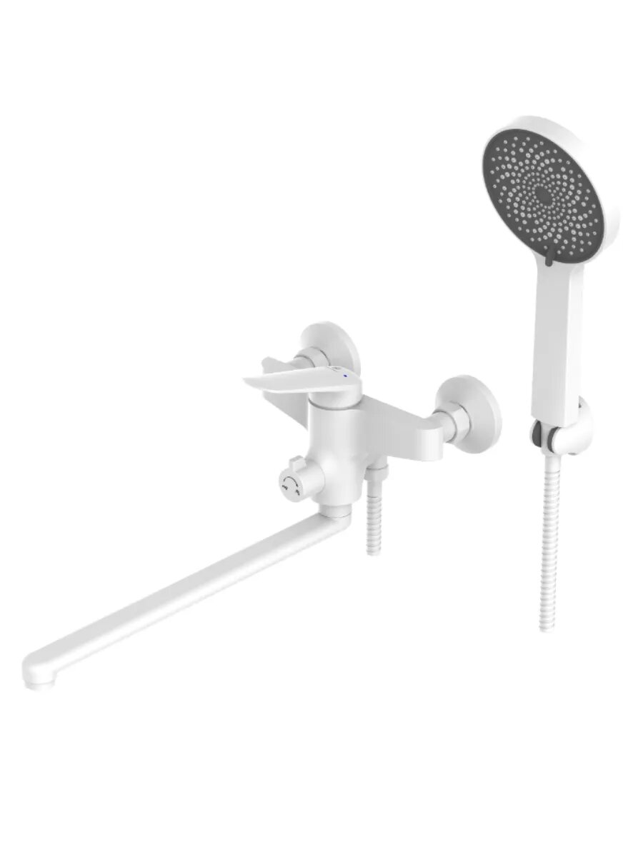 Смеситель для ванны Diadonna, латунь, однорычажный, поворотный излив, белый — фото 1