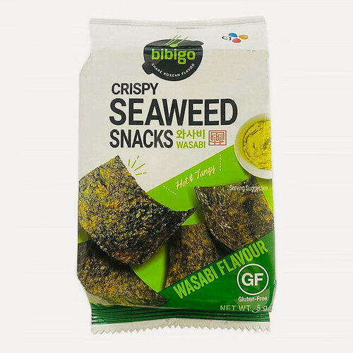 Изображение товара Морская капуста обжаренная CJ Bibigo со вкусом васаби 5 г, Южная Корея