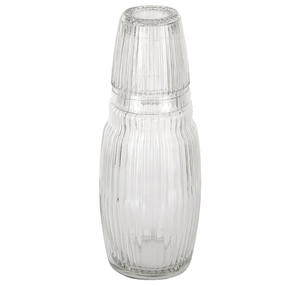 Графин со стаканом набор 2пр. , объем 1100/220 мл, прозрачный, форма бутылки, узорчатый, стекло, Nouvelle — фото 1