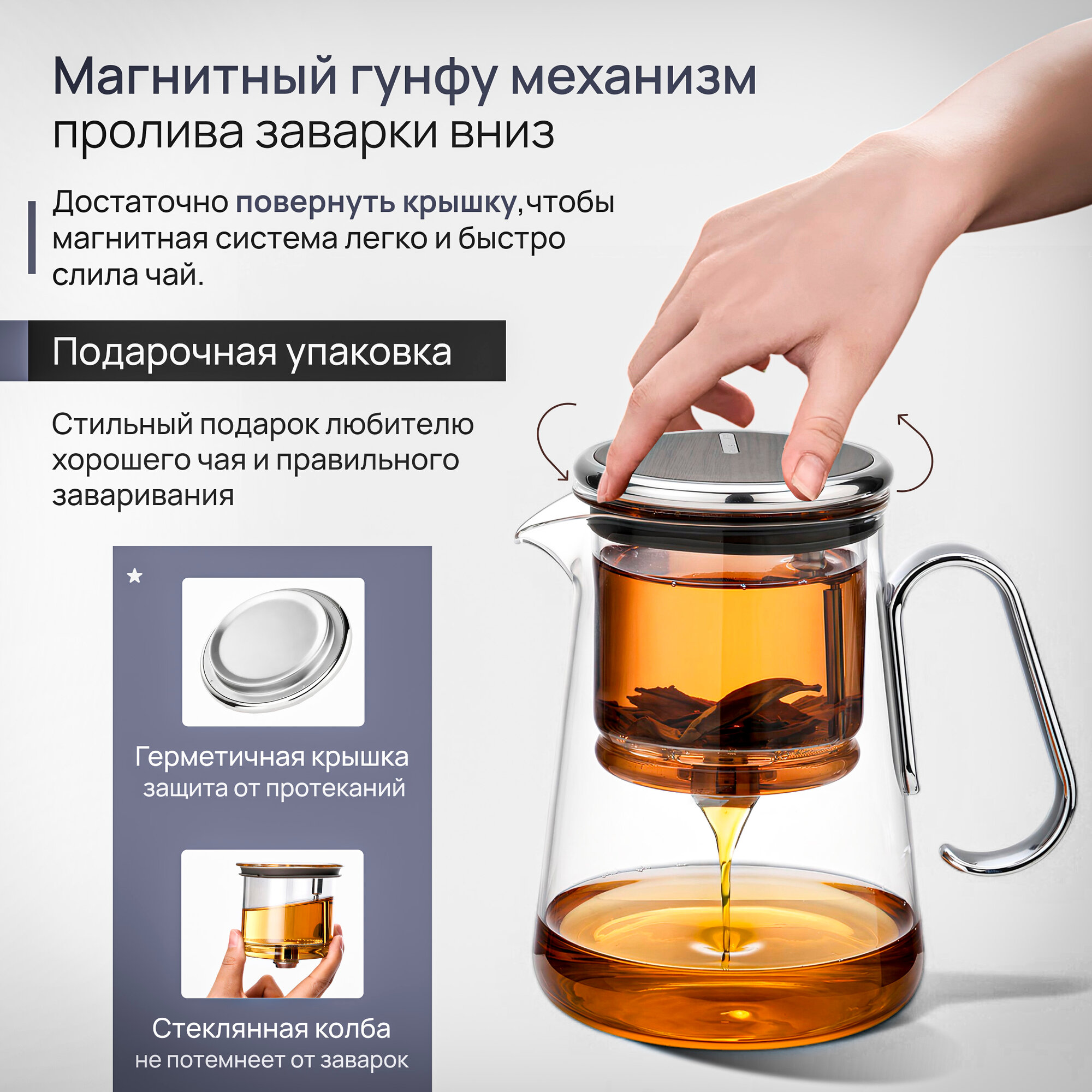 Обзор: Чайник заварочный гунфу типот SamaDoyo Bonston Premium из боросиликатного стекла, 700 мл