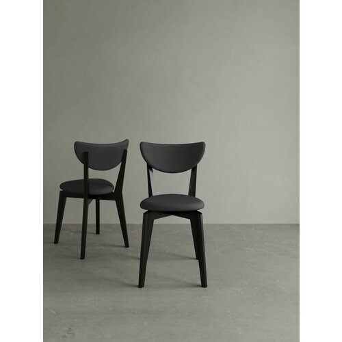 фото Стул для кухни rogoletto comfort, мягкий со спинкой, массив дуба, графит + чёрный, 1 шт place it home