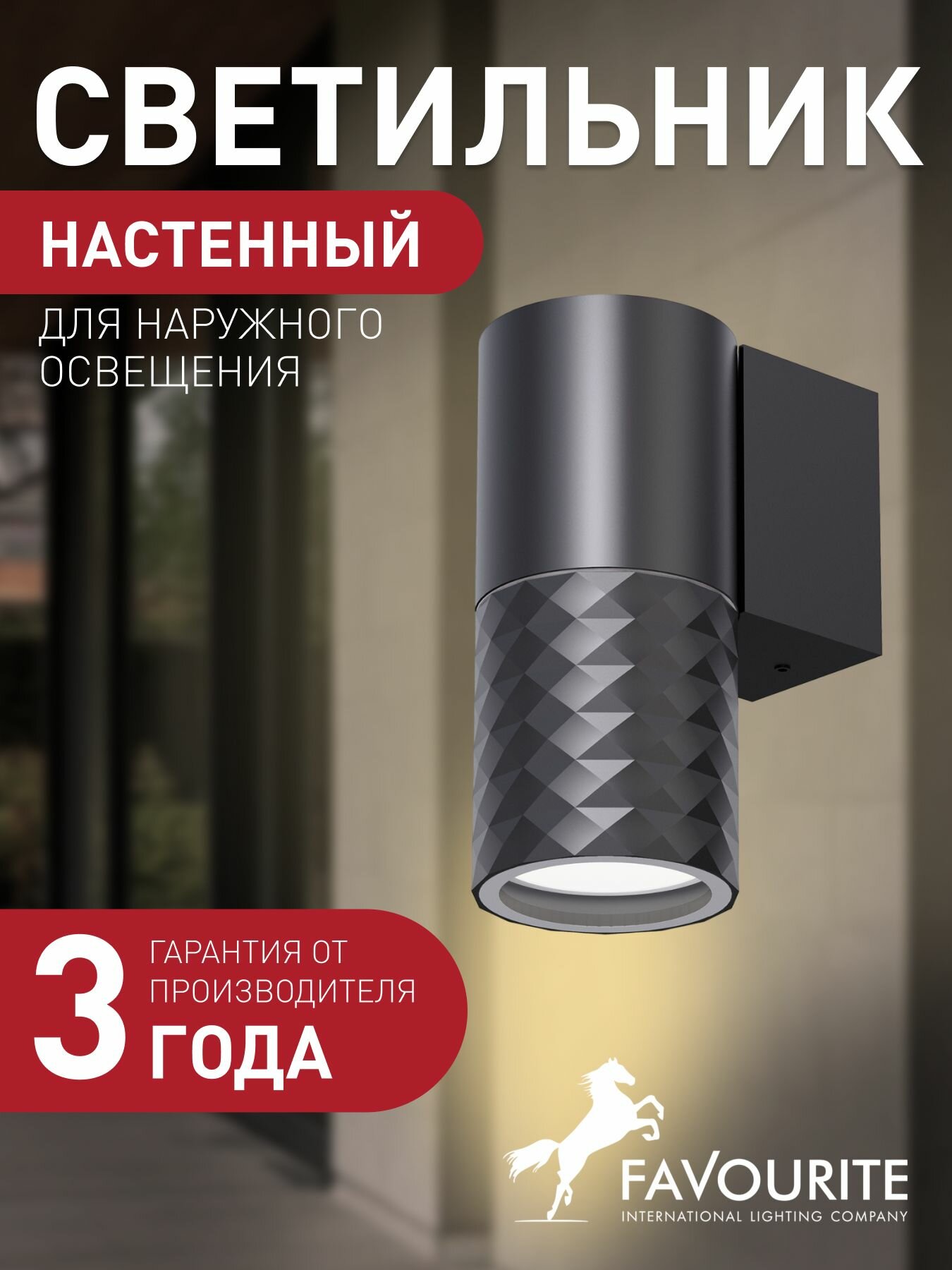 Уличный настенный светильник FAVOURITE 4659-1W 2 кв м GU10 галогенная/светодиодная 35 Вт 3000 К теплый белый IP65