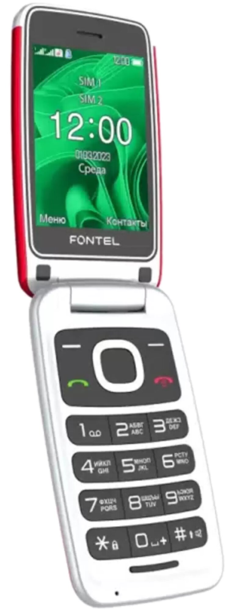Мобильный телефон Fontel FL280 красный раскладушка, 2 SIM-карты, 1 камера