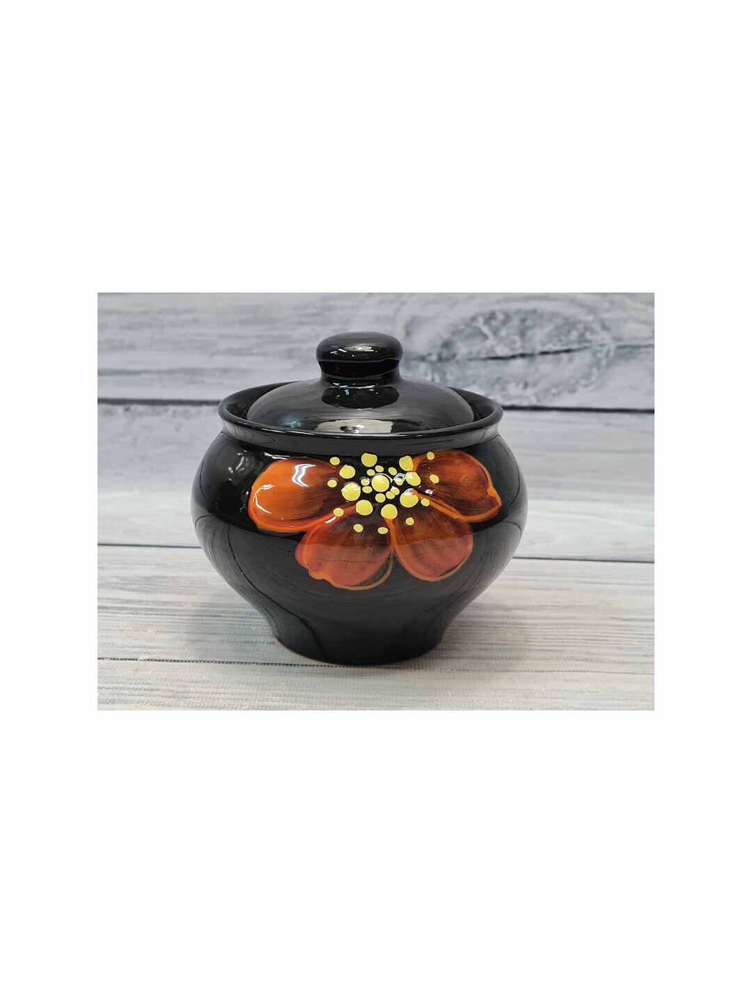 Горшок глиняный для запекания Русский "Божья коровка", с крышкой, объем 0.5 л, ширина 13 см, высота 12 см