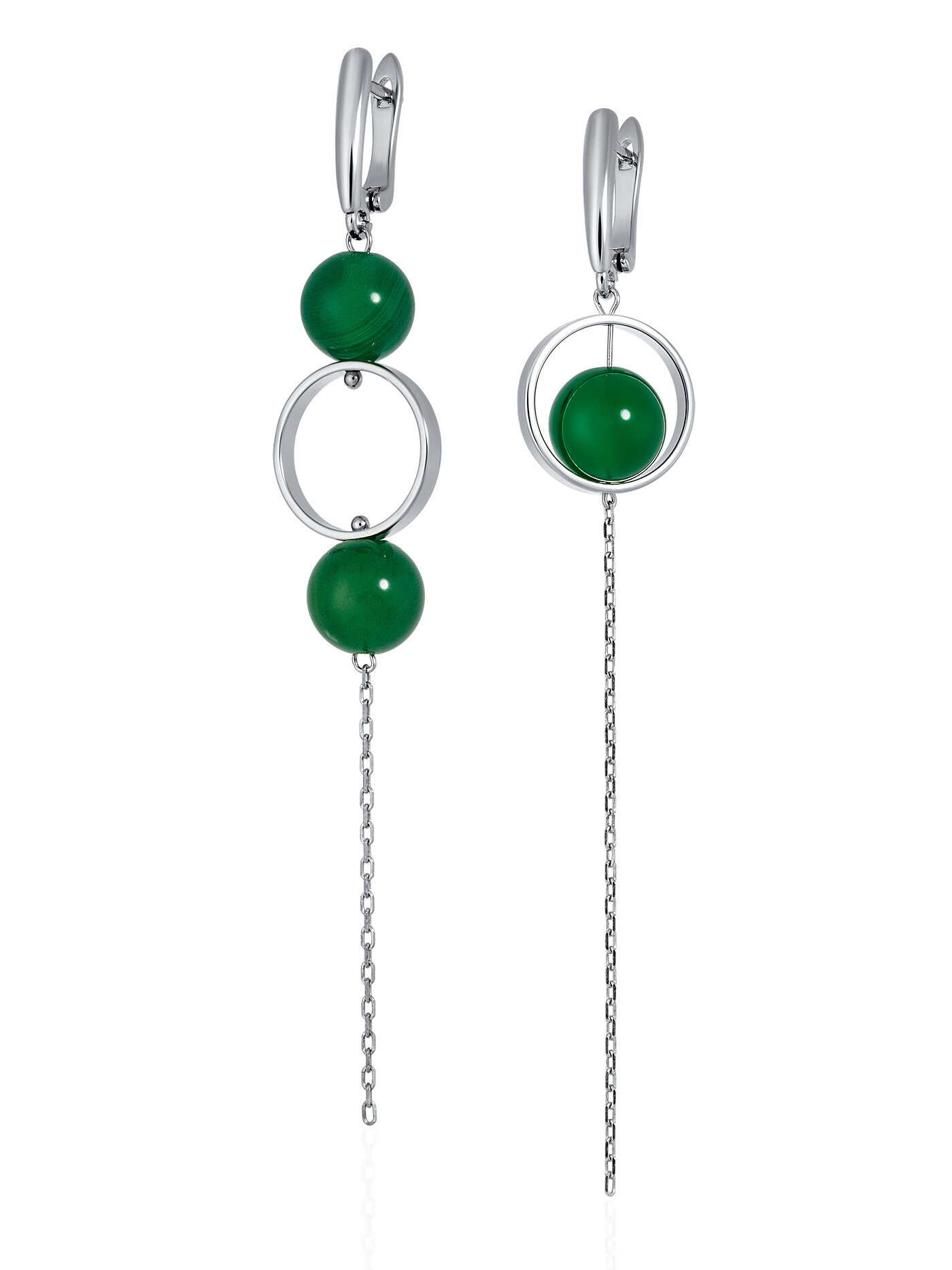 Серьги непарные, агат