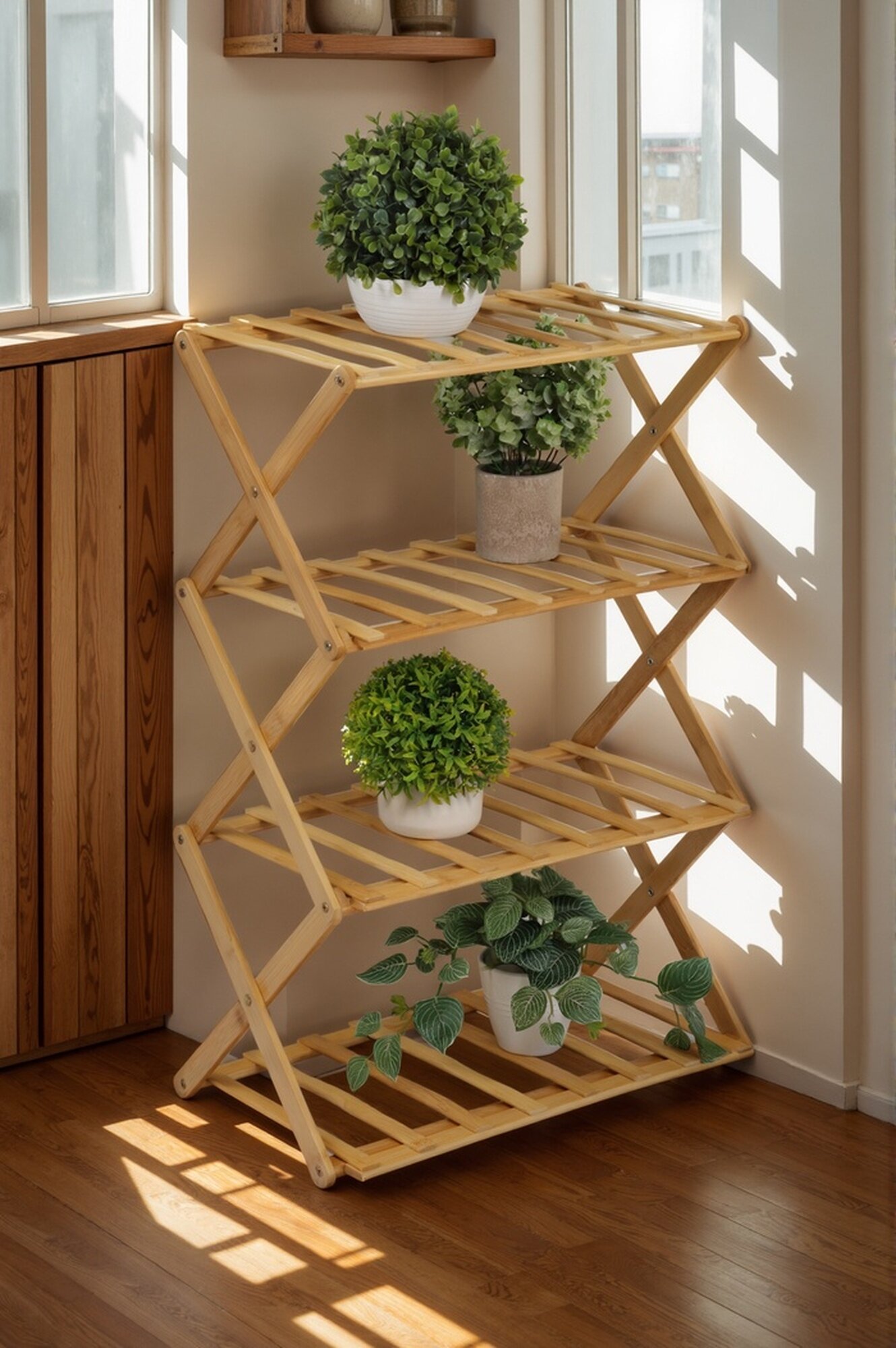 Подставка для цветов Greengo 4 полки 50 × 25 × 68 см напольная бамбук