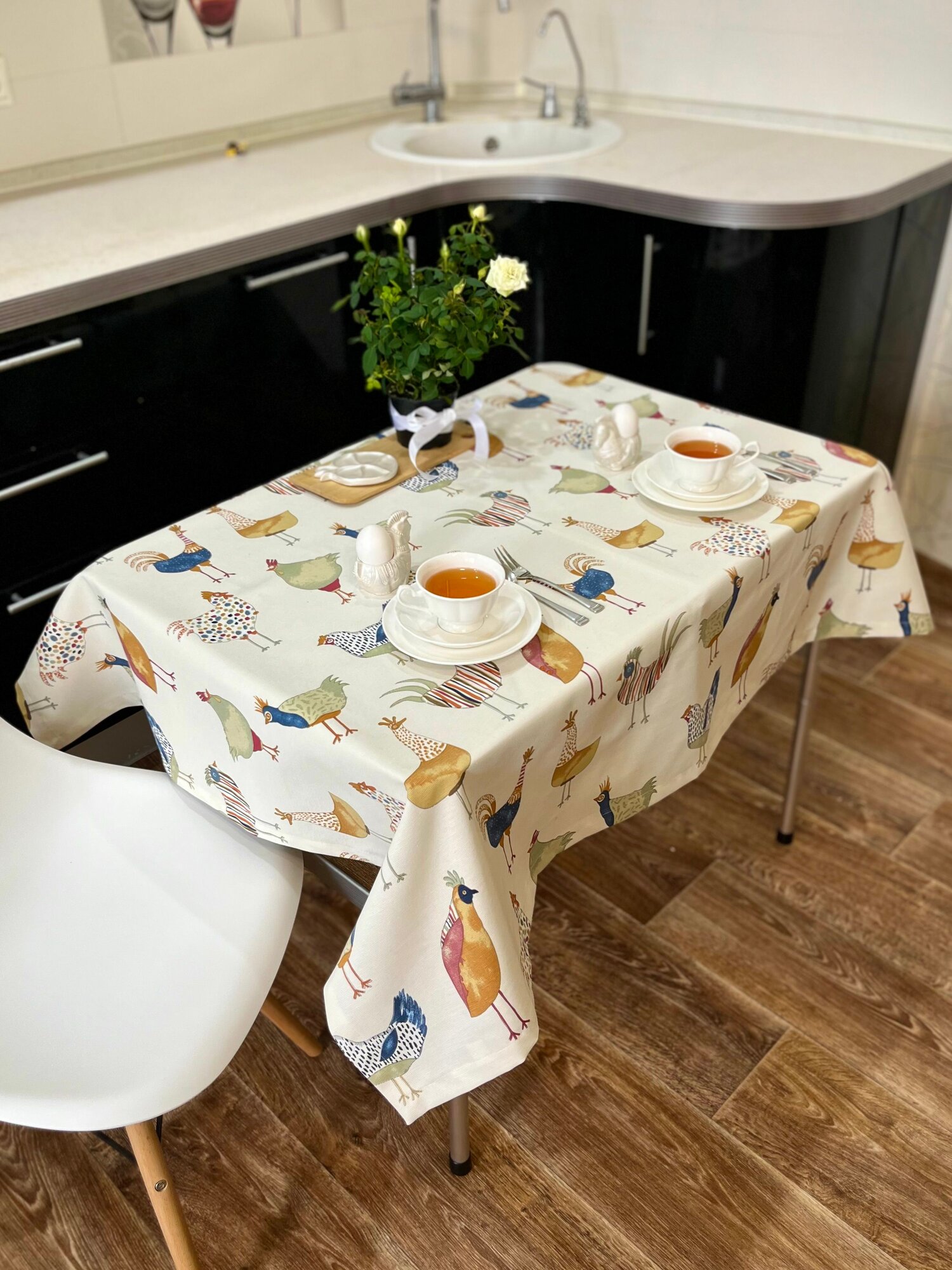 Скатерть прямоугольная 140-170 Курочки