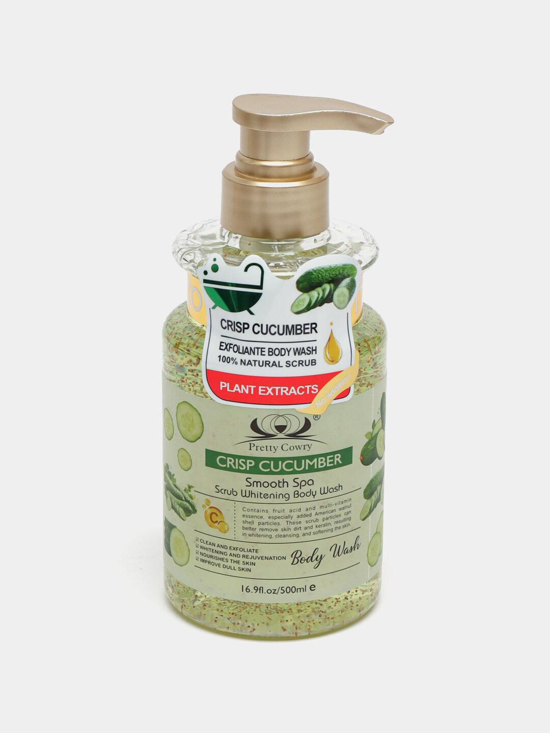 Скраб для тела, Pretty Cowry, увлажняющее и освежающее средство для ухода за телом с экстрактом огурца 500мл