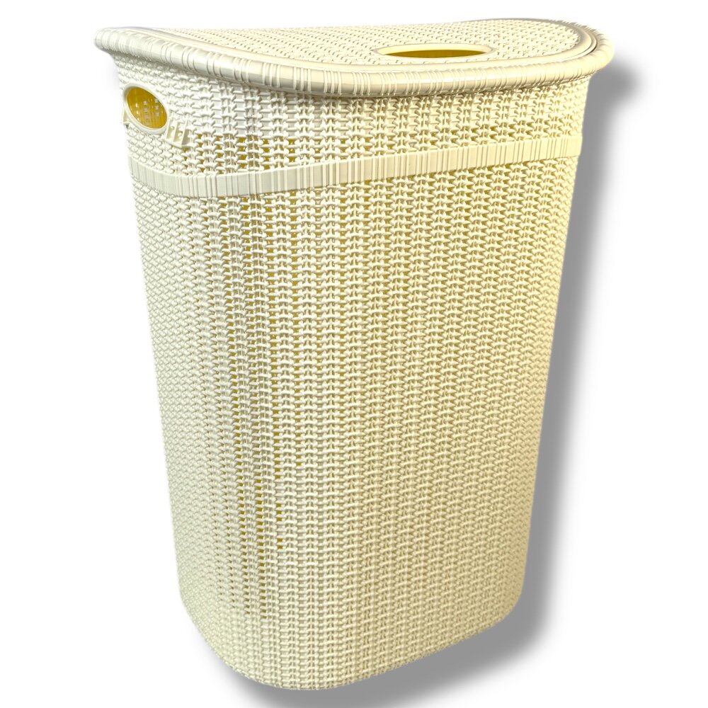 Корзина для хранения белья с крышкой 45 литров. Цвет: коричневый, серый — фото 1