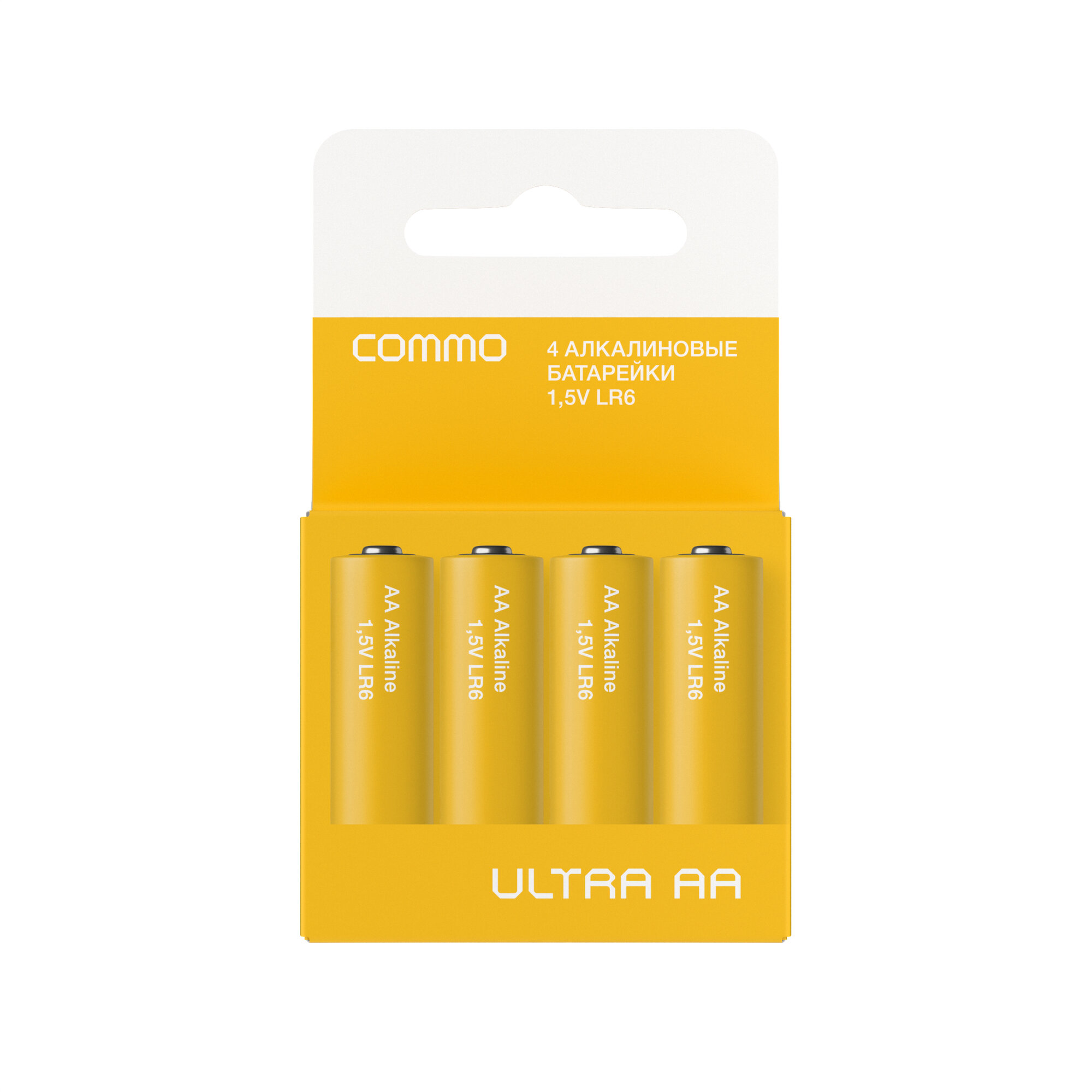 Батарейки пальчиковые алкалиновые COMMO Ultra Batteries, LR6-АА, 4 штуки в упаковке