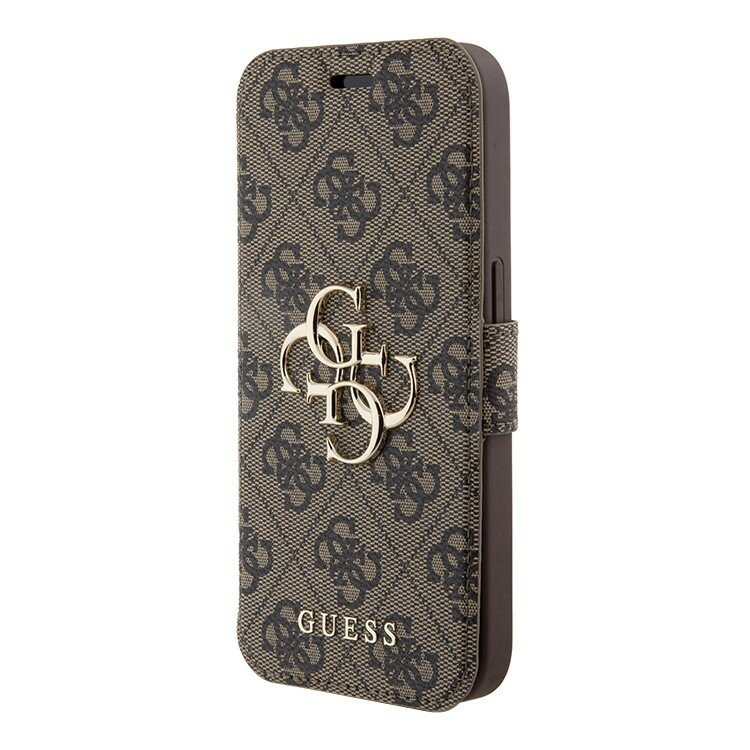 Guess для iPhone 15 Pro чехол-книжка кожаный 4G Big metal logo, коричневый