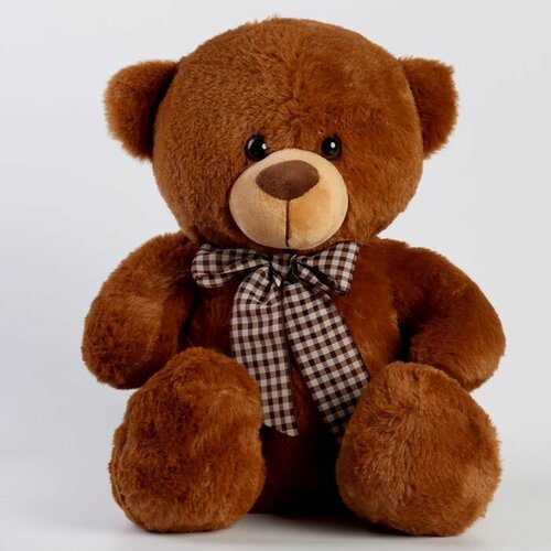 Мягкая игрушка Медведь с бантом, 30 см, цвет коричневый мягкая игрушка медведь с бантом 30 см цвет коричневый