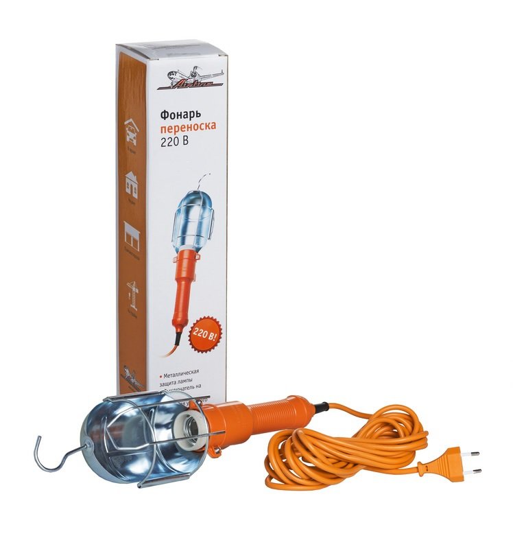 фото Фонарь переноска 220в, провод 10 м Airline AFLWL16