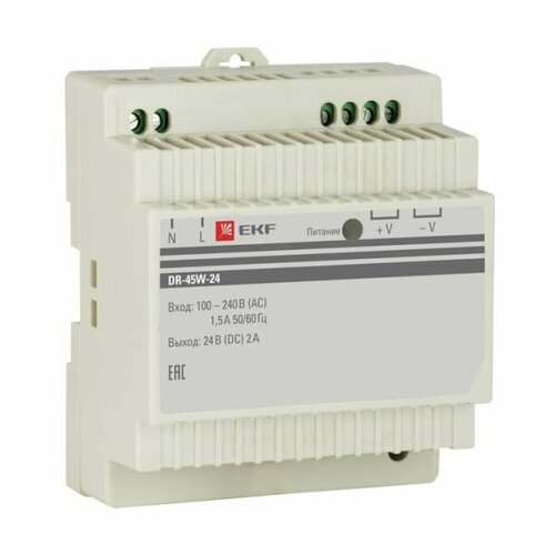 Блок питания 220В AC/24В DC DR-45W-24 (2А) PROxima EKF