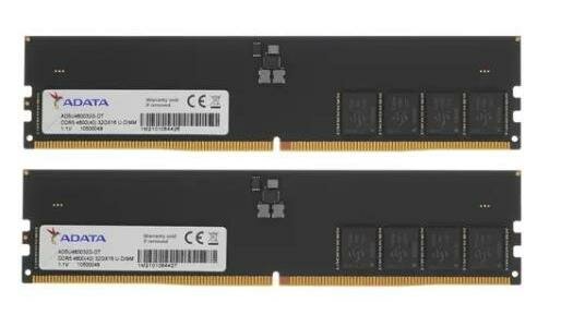 Оперативная память для компьютера 64Gb (2x32Gb) PC5-38400 4800MHz DDR5 DIMM CL40 ADATA AD5U480032G-DT AD5U480032G-DT