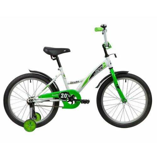 Велосипед детский NOVATRACK 20203STRIKE. WTG20 белый-зелёный, тормоз нож, крылья корот, защита А-тип