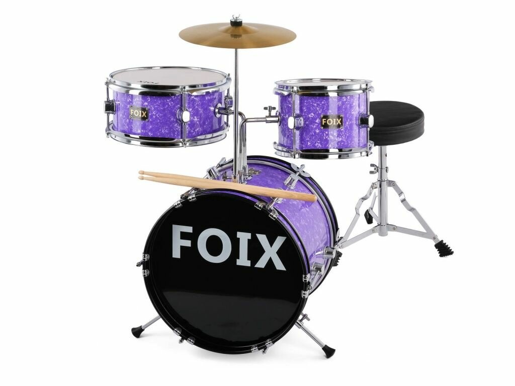 Барабанная установка детская, фиолетовая, Foix CDF-1096PR