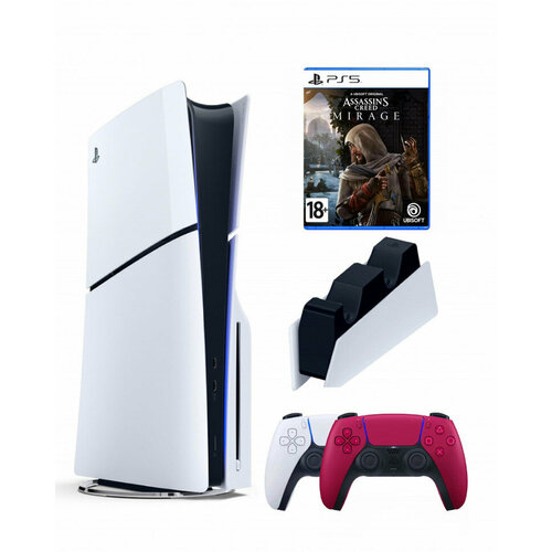 Приставка Sony Playstation 5 slim 1 Tb+2-ой геймпад(красный)+зарядное+Assassins Mirage приставка sony playstation 5 slim 1 tb 2 ой геймпад красный зарядное ведьмак 3