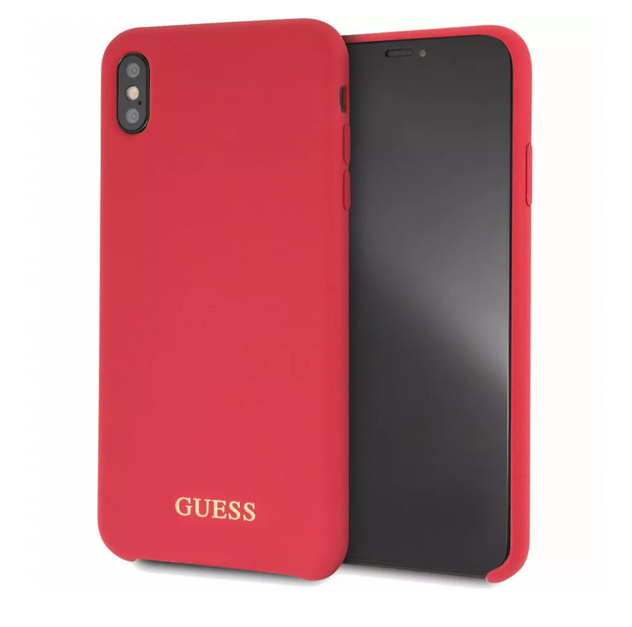 Чехол для Apple iPhone XS Max Guess Silicone collection Gold logo Hard (красный)