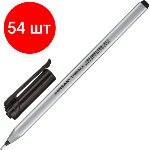 Комплект 54 штук, Ручка шариковая неавтомат. PENSAN TRIBALL -черная-1.0мм комплект 54 штук ручка шариковая неавтомат pensan triball черная 1 0мм