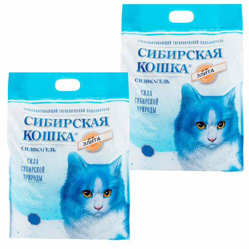 Сибирская кошка элитный наполнитель силикагелевый для туалета кошек (8 + 8 л)