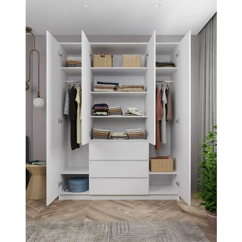 Шкаф распашной белый, шкаф-комод 160*210*50