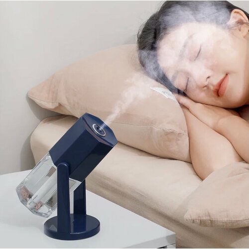 Увлажнитель воздуха вращающийся USB на 240 мл настольный мини увлажнитель с красочной подсветкой тёмно синий 999₽