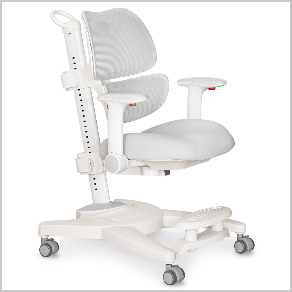 Растущее детское кресло для школьника Ergokids Space Air Grey (арт. Y-609 G) для обычных и растущих парт с подлокотниками, подставкой для ног и чехлом