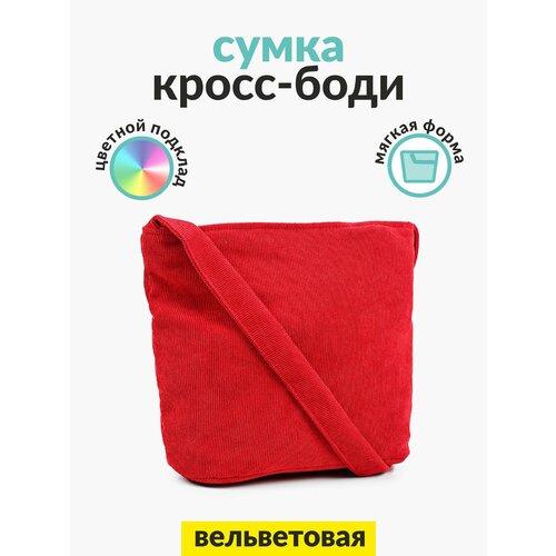 фото Сумка кросс-боди big bang socks, фактура бархатистая, красный