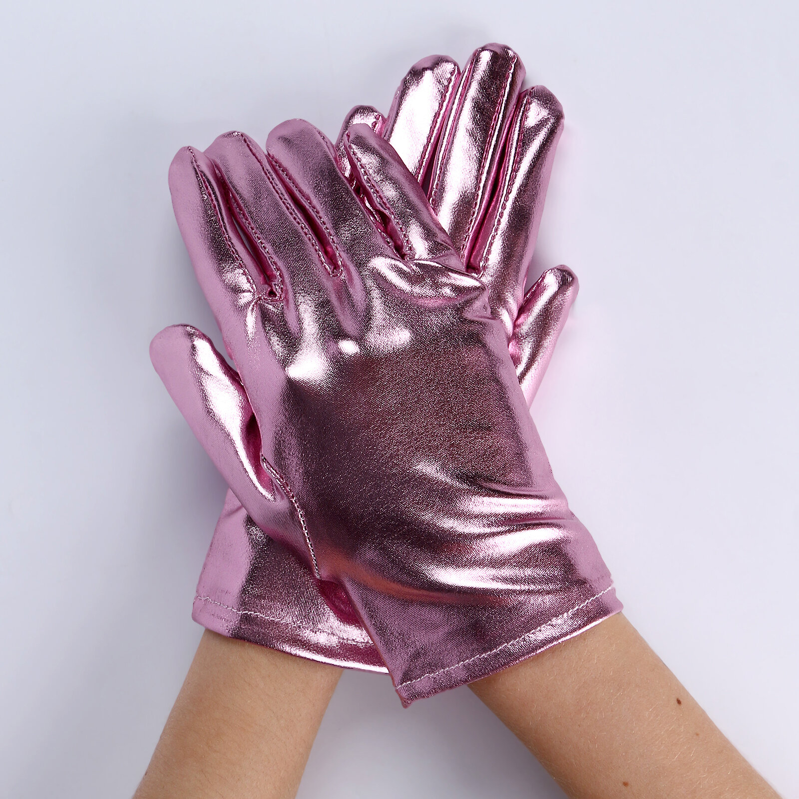 Карнавальнеый аксессуар- перчатки , цвет розовый металлик , искусственная кожа
