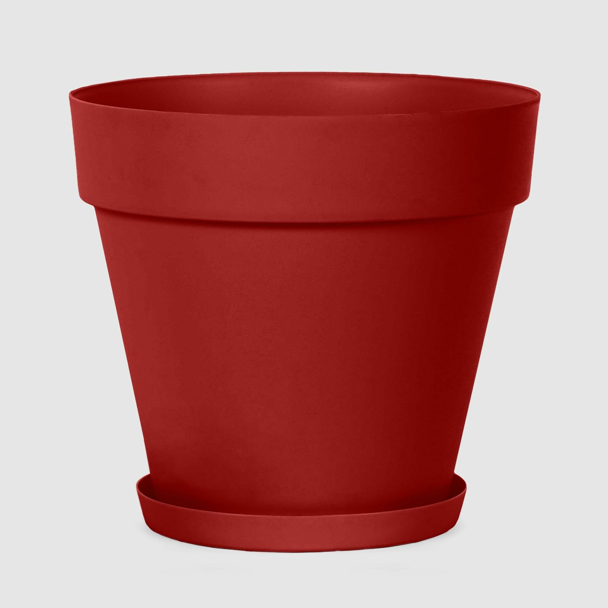 фото Горшок для цветов с поддоном+ вставкой Serinova Mansion 16x14 см красный, кашпо для цветов