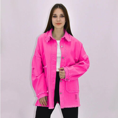 фото Джинсовая куртка tango plus, размер m, фуксия, розовый