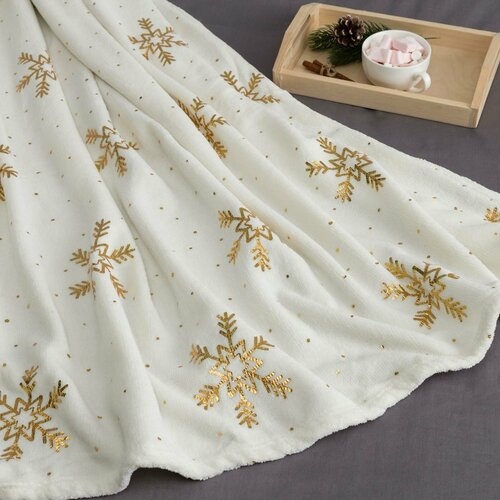 Плед Этель Золотые снежинки белый 150х200 см корал-флис 1763₽