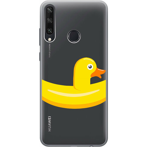 Силиконовый чехол на Huawei Y6P, Хуавей У6Р с 3D принтом Duck Swim Ring прозрачный чехол книжка на huawei y6p хуавей у6р с 3d принтом swan swim ring золотистый