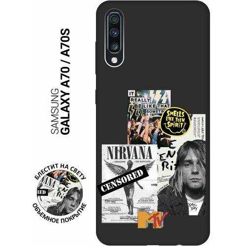 Матовый Soft Touch силиконовый чехол на Samsung Galaxy A70, A70s, Самсунг А70, А70с с 3D принтом Nirvana черный матовый soft touch силиконовый чехол на samsung galaxy a70 a70s самсунг а70 а70с с 3d принтом cosmofoxes черный