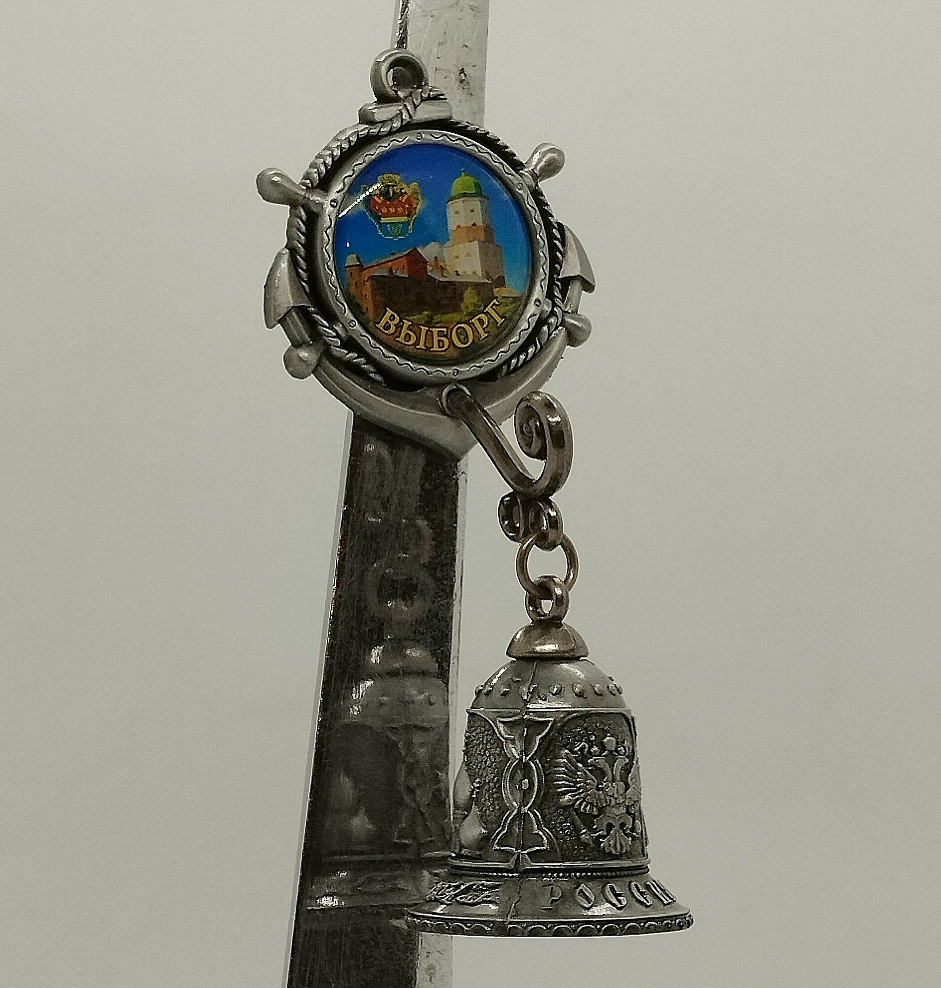 Магнит-колокольчик "выборг-якорь", серебро — фото 1