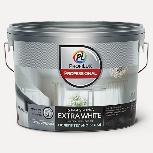 Изображение товара Краска для стен и потолков водно-дисперсионная Profilux Professional Extra white матовая 13 кг